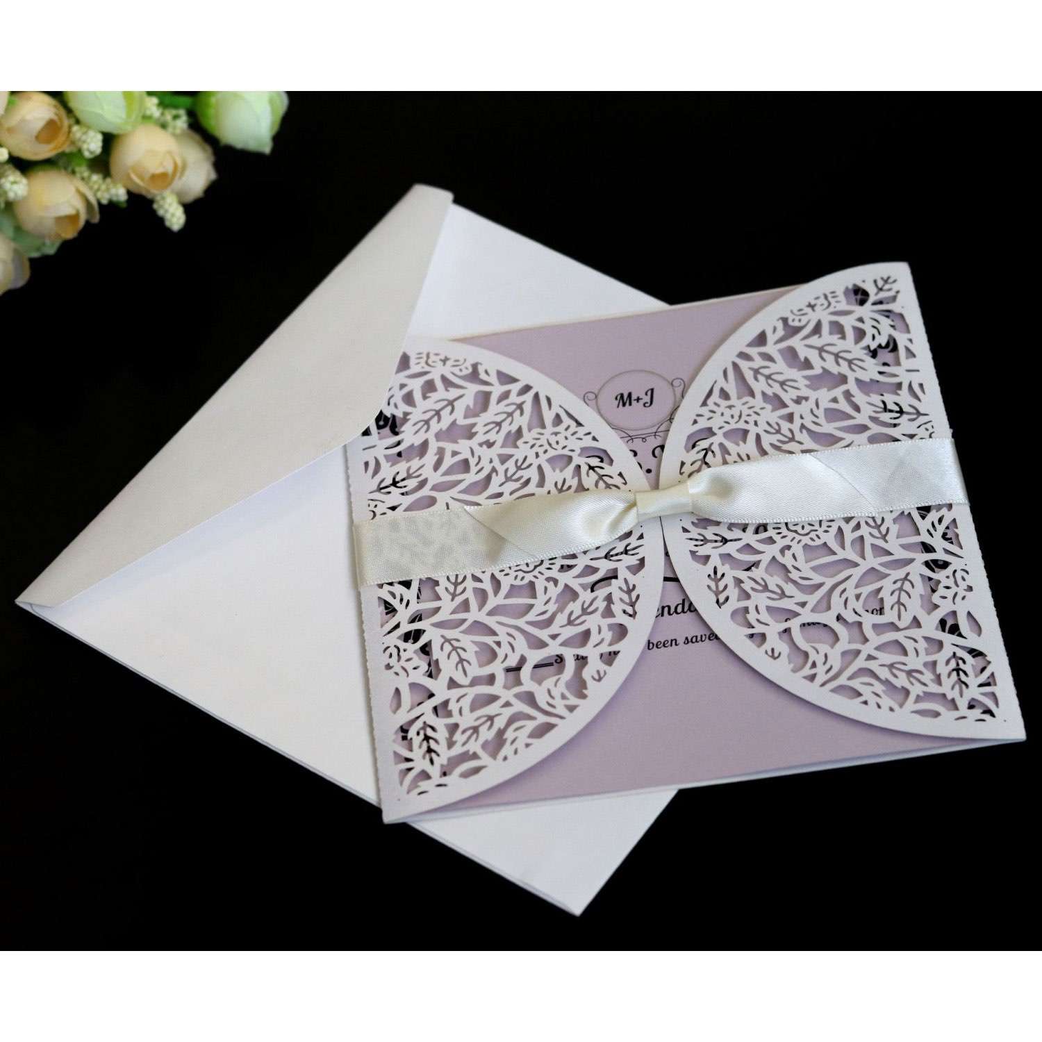 Square Invitation Card Laser Cut Paper Celebration Invitation Wedding Invites Reception Cards